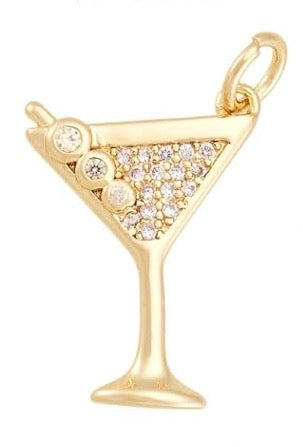Martini Glass Gold Charm