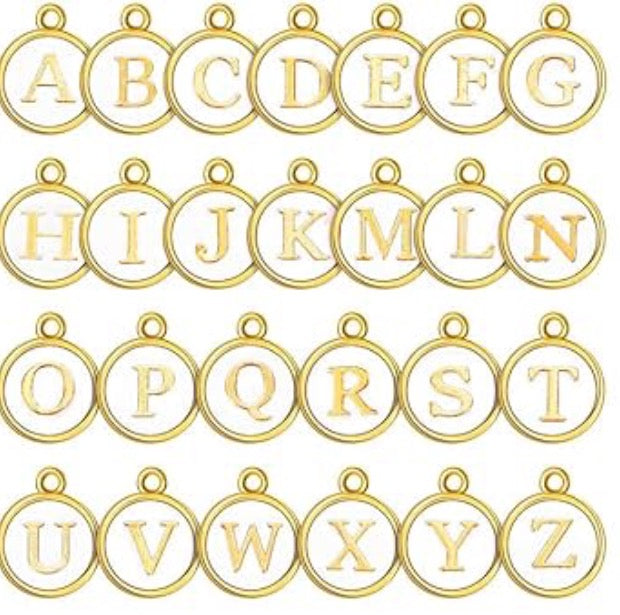 White Initial Charm